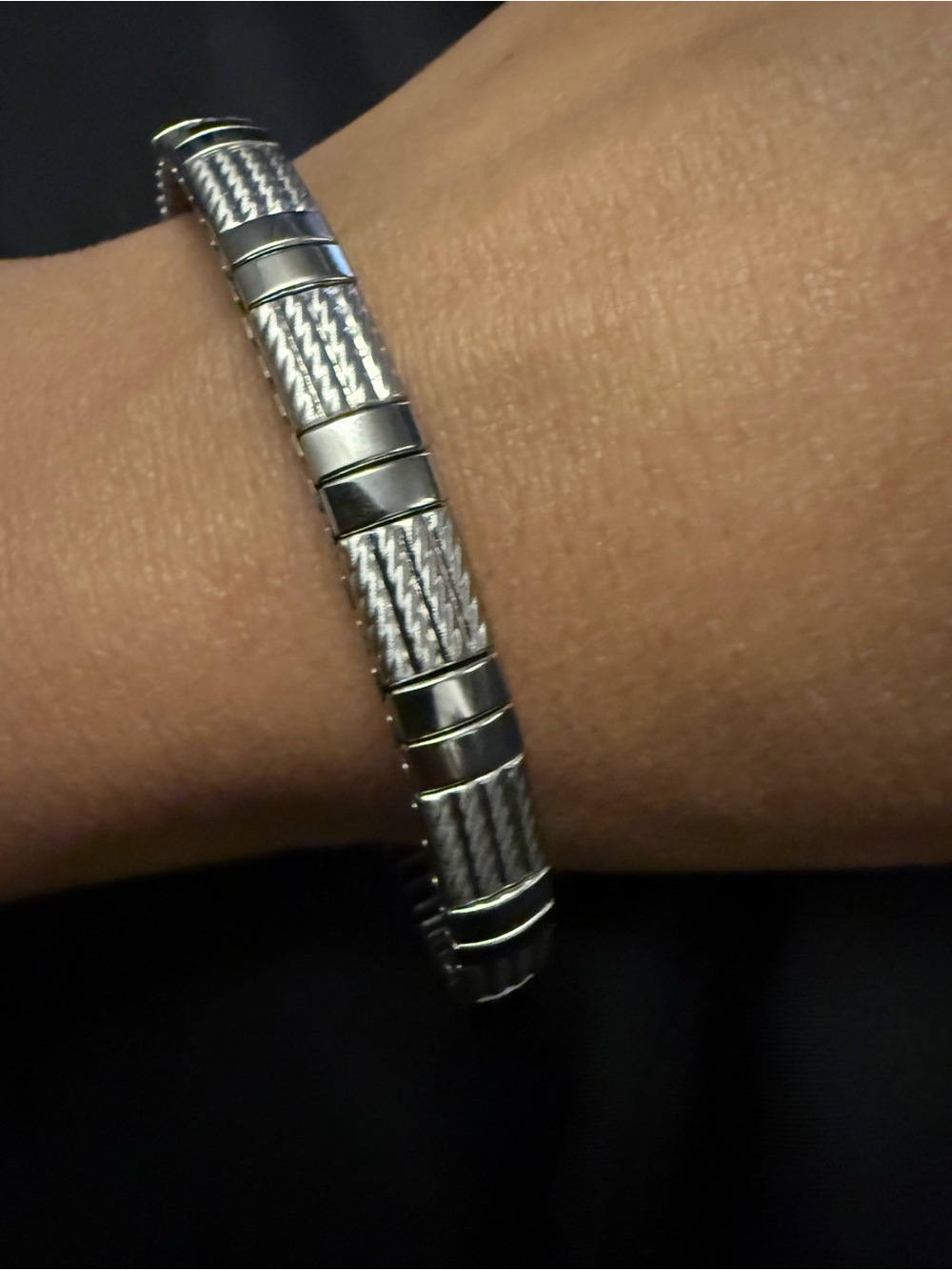 Textured Silver-Tone Link Bracelet by Mille